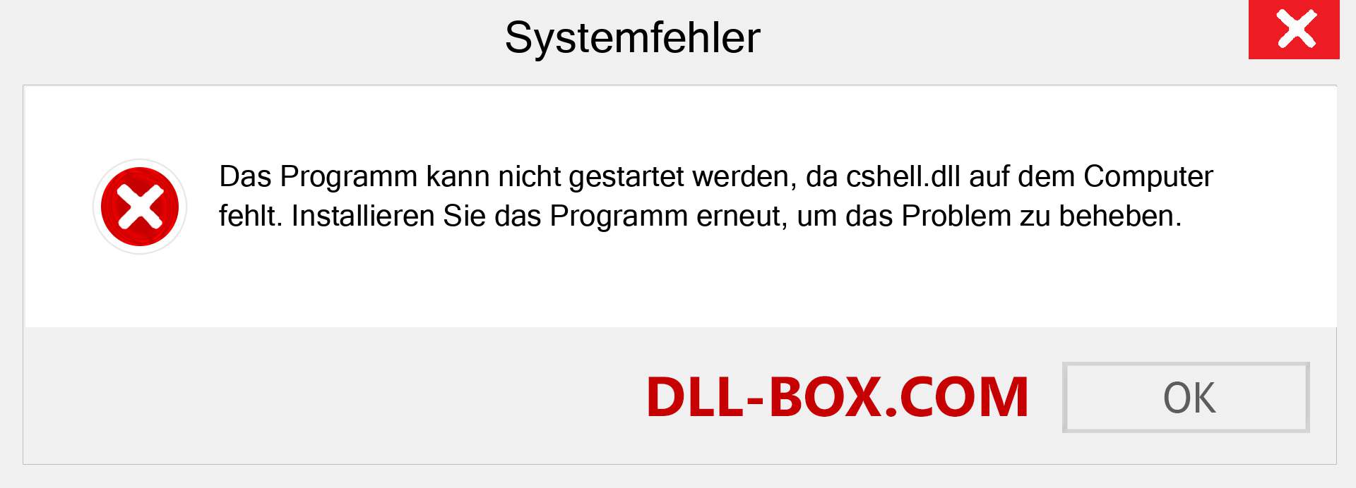 cshell.dll-Datei fehlt?. Download für Windows 7, 8, 10 - Fix cshell dll Missing Error unter Windows, Fotos, Bildern